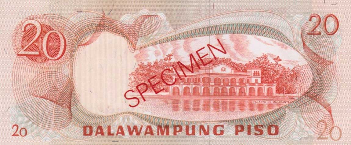 Back of Philippines p145s2: 20 Piso from 1969