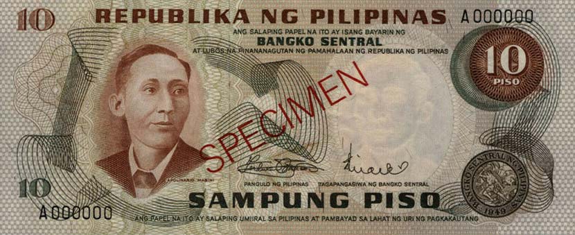 Front of Philippines p149s: 10 Piso from 1970