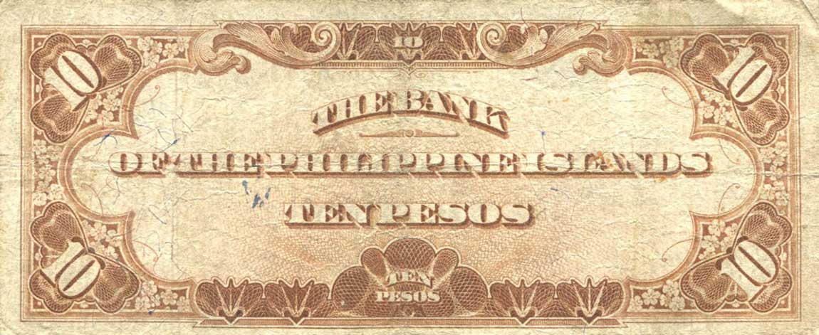 Back of Philippines p14a: 10 Pesos from 1920