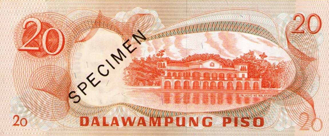 Back of Philippines p155s1: 20 Piso from 1970