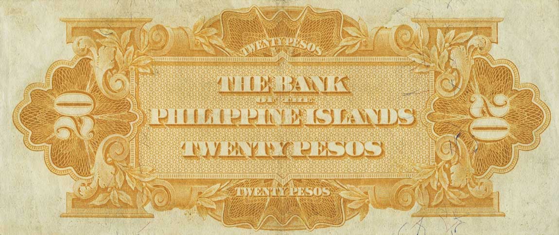 Back of Philippines p15a: 20 Pesos from 1920