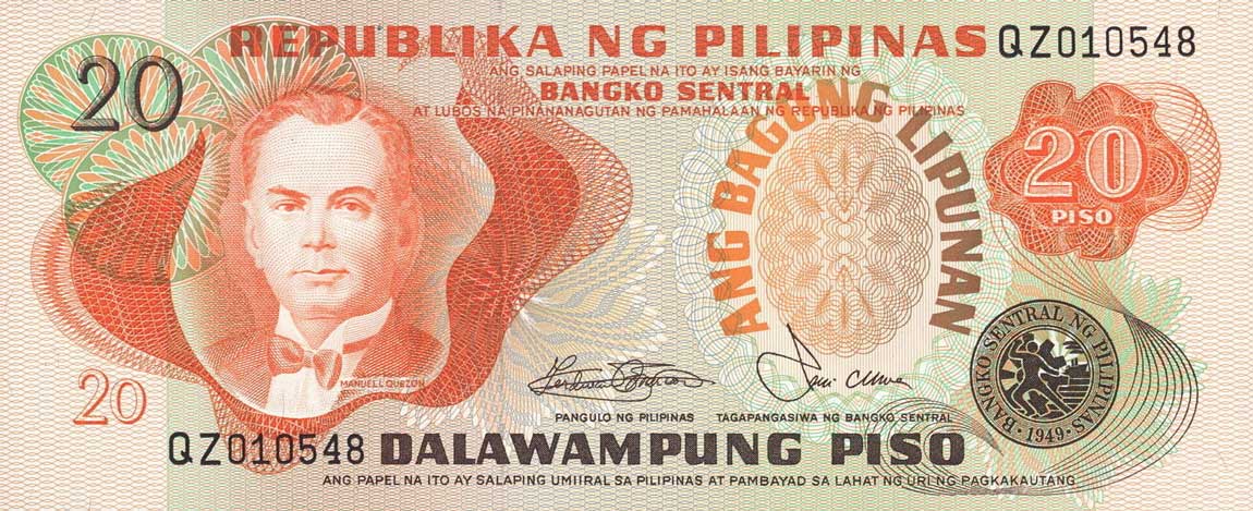 Front of Philippines p162b: 20 Piso from 1978