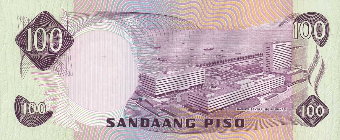 Back of Philippines p164c: 100 Piso from 1978