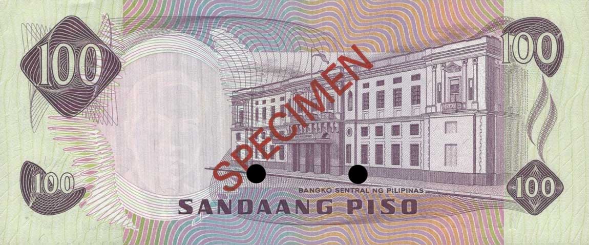 Back of Philippines p164s1: 100 Piso from 1978