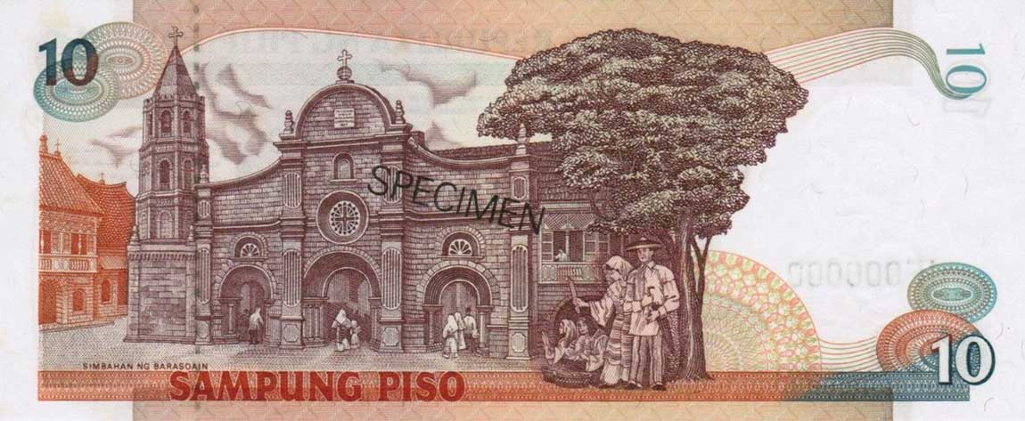 Back of Philippines p169s1: 10 Piso from 1985