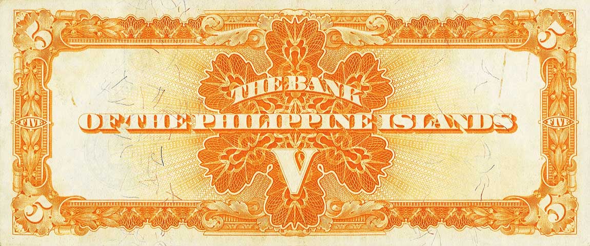 Back of Philippines p16a: 5 Pesos from 1928