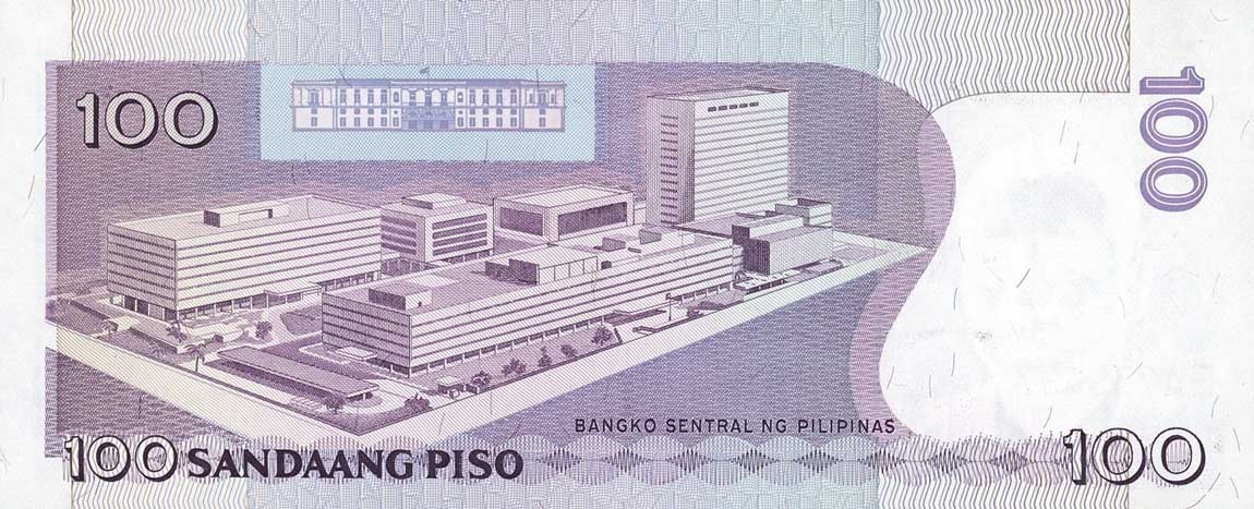 Back of Philippines p172d: 100 Piso from 1987