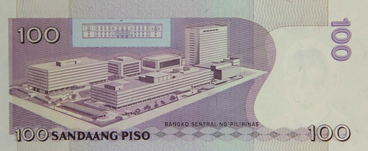 Back of Philippines p172f: 100 Piso from 1987