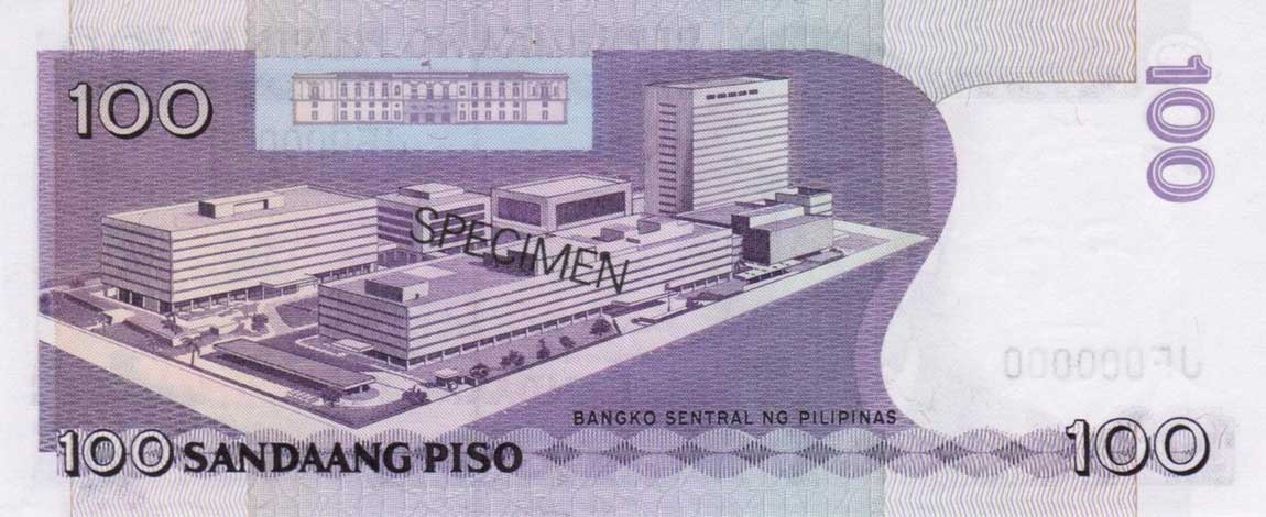 Back of Philippines p172s1: 100 Piso from 1987