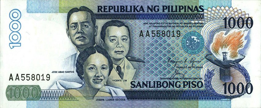 Front of Philippines p174a: 1000 Piso from 1991