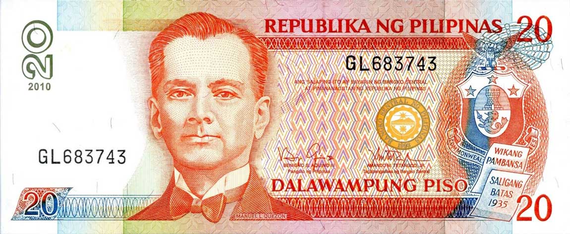 Front of Philippines p182k: 20 Piso from 2010