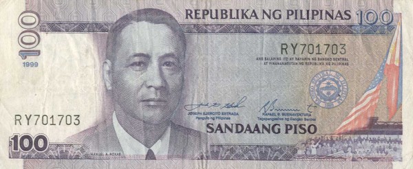 Front of Philippines p184c: 100 Piso from 1998