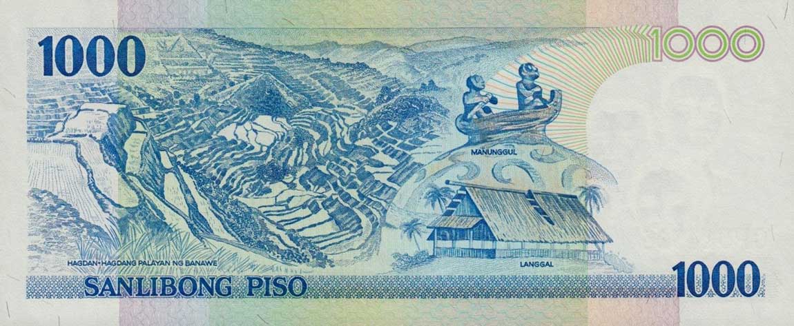 Back of Philippines p186b: 1000 Piso from 1998