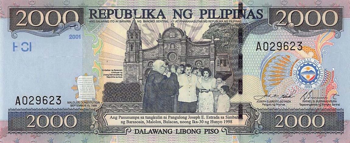 Front of Philippines p189c: 2000 Piso from 2001