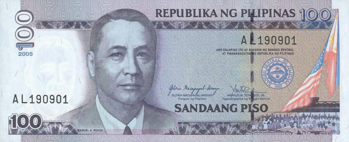 Front of Philippines p194c: 100 Piso from 2005