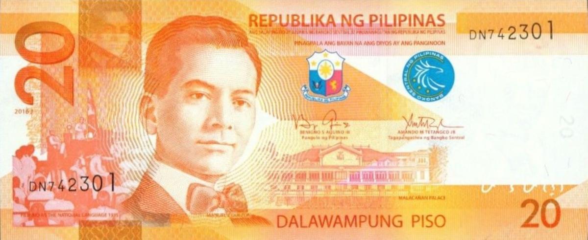 Front of Philippines p206b: 20 Pesos from 2016