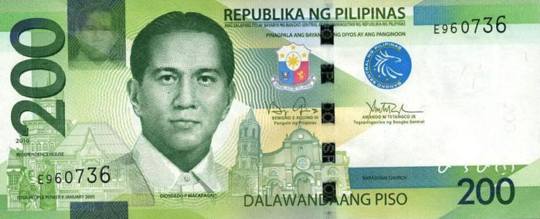 Front of Philippines p209a: 200 Pesos from 2010