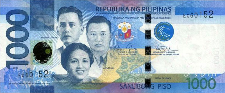 Front of Philippines p211a: 1000 Pesos from 2010