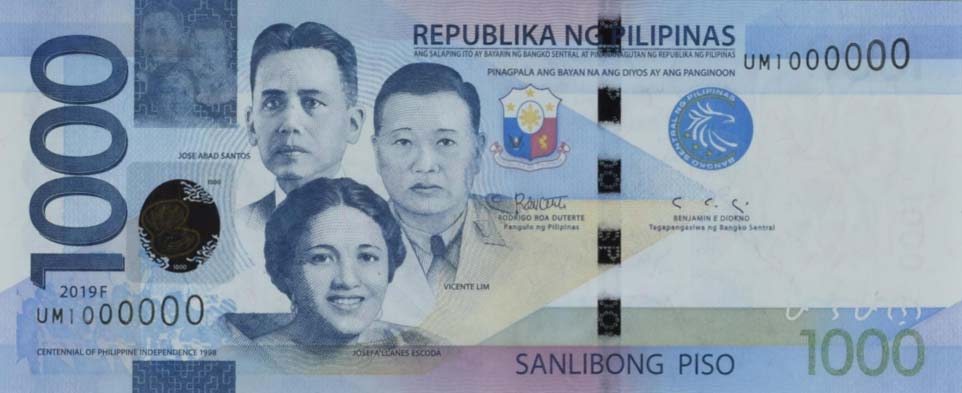 Front of Philippines p211e: 1000 Pesos from 2019