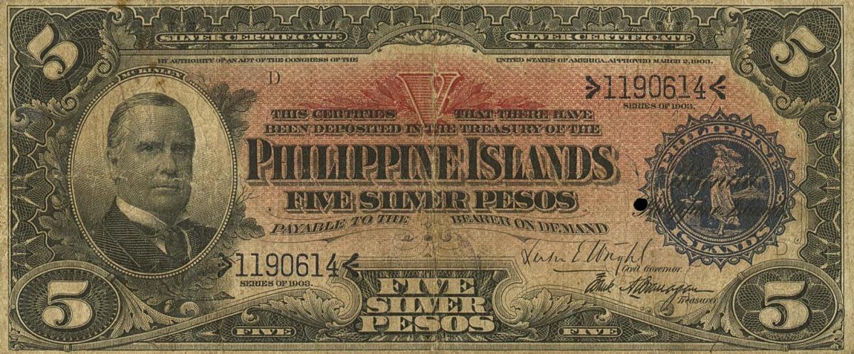 Front of Philippines p26b: 5 Pesos from 1903