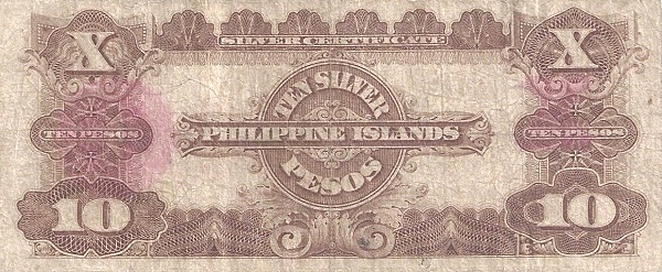 Back of Philippines p27a: 10 Pesos from 1903