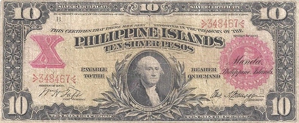 Front of Philippines p27a: 10 Pesos from 1903