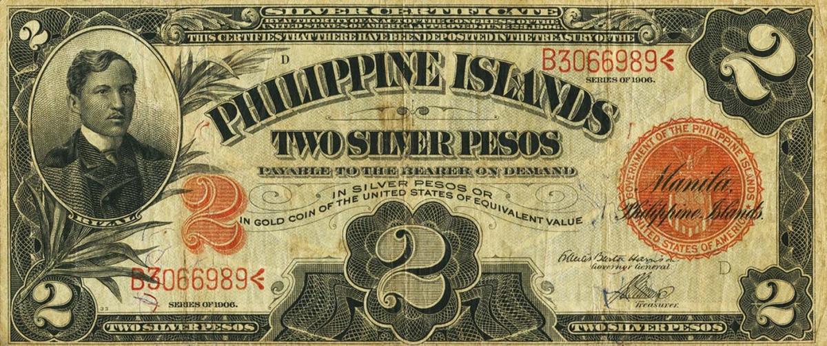 Front of Philippines p32d: 2 Pesos from 1906