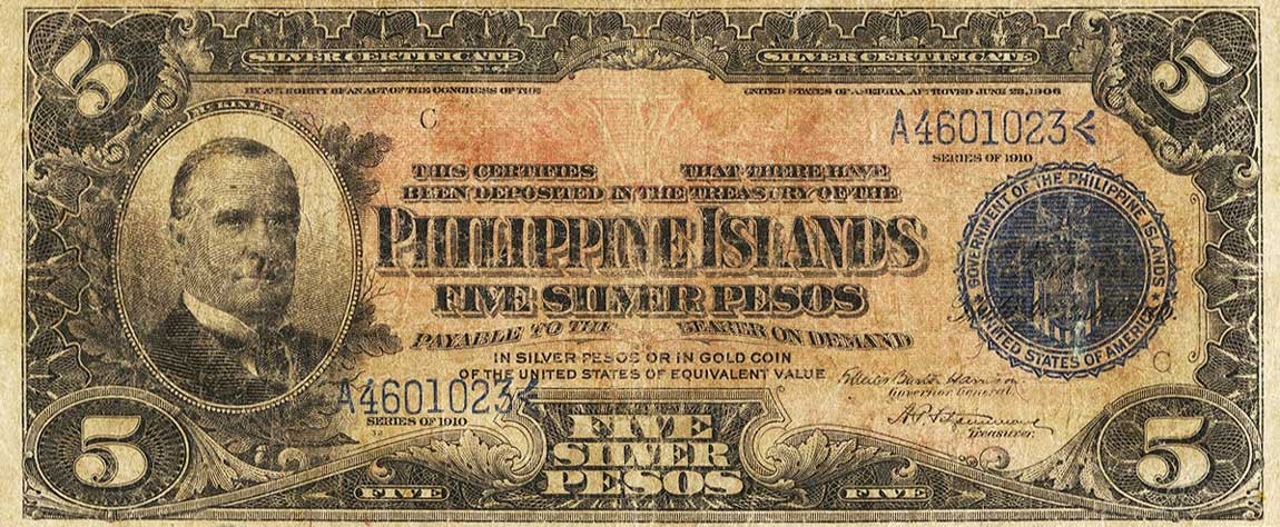 Front of Philippines p35d: 5 Pesos from 1910