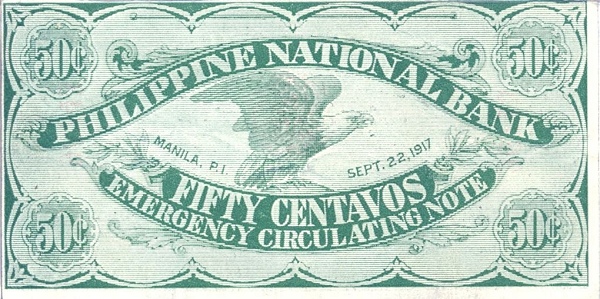 Back of Philippines p41: 50 Centavos from 1917