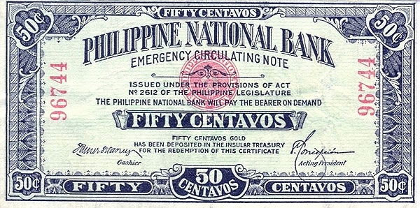 Front of Philippines p41: 50 Centavos from 1917