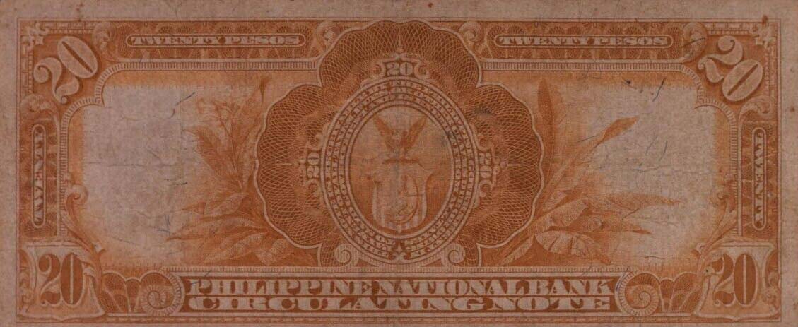 Back of Philippines p48a: 20 Pesos from 1919