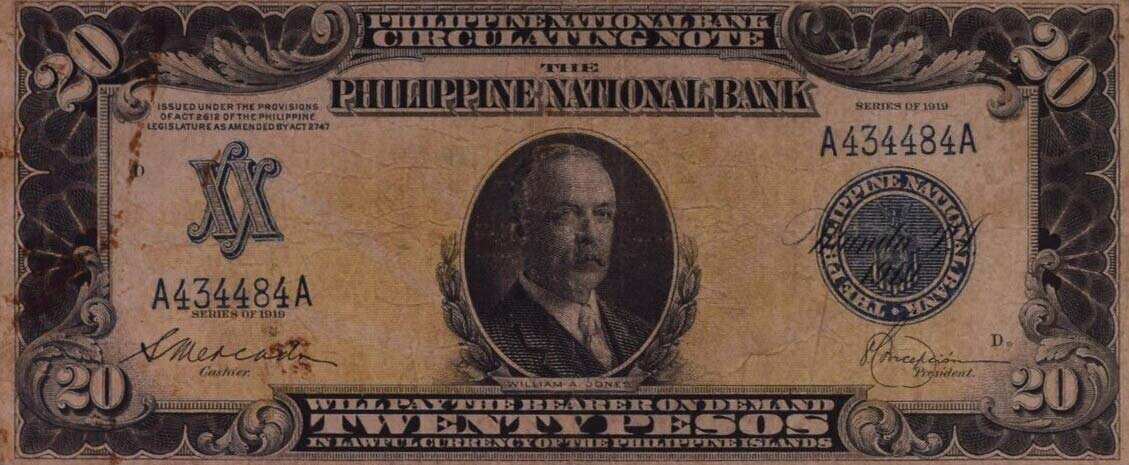 Front of Philippines p48a: 20 Pesos from 1919