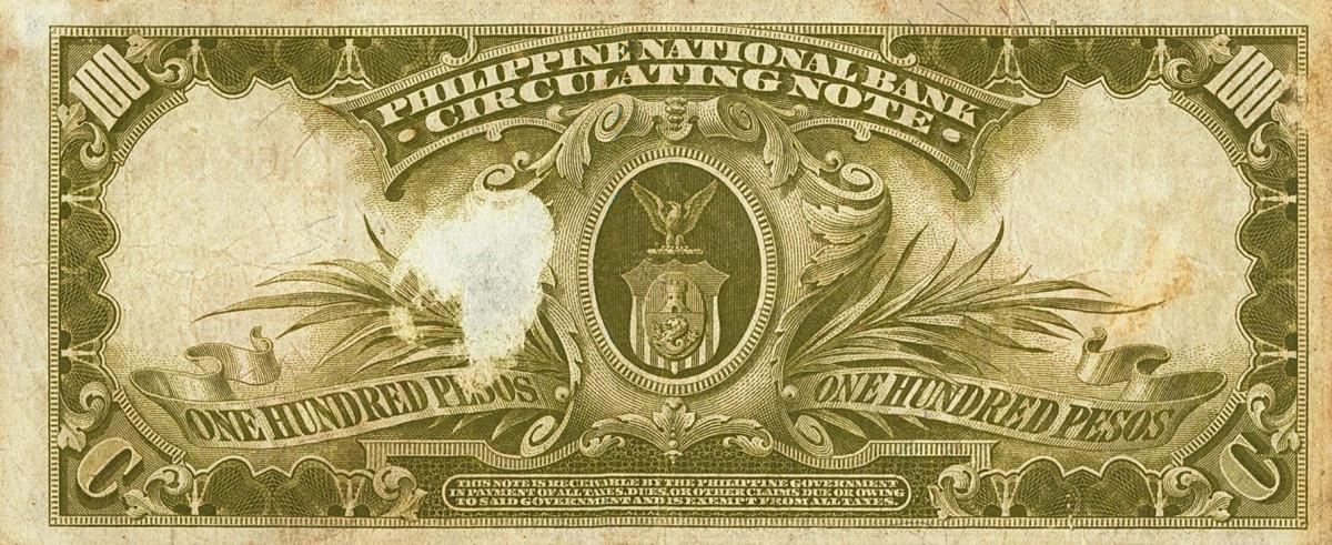 Back of Philippines p50: 100 Pesos from 1920