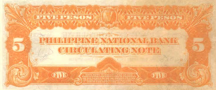 Back of Philippines p53a: 5 Pesos from 1921