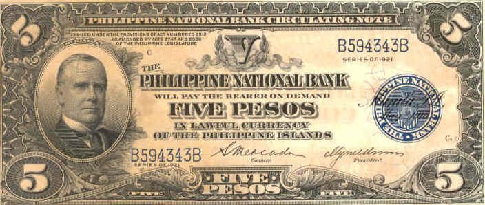 Front of Philippines p53a: 5 Pesos from 1921