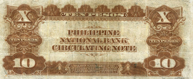 Back of Philippines p54a: 10 Pesos from 1921