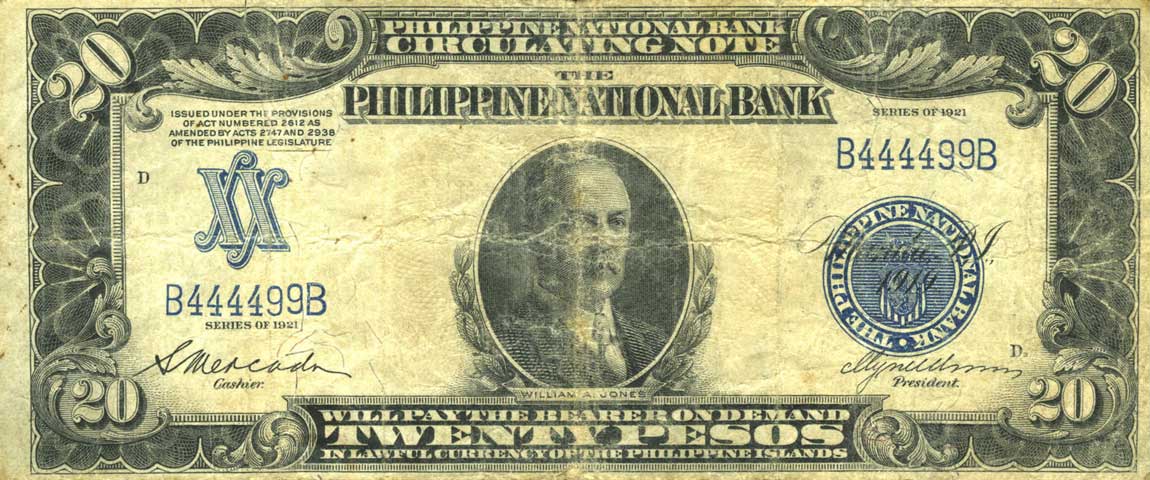 Front of Philippines p55a: 20 Pesos from 1921