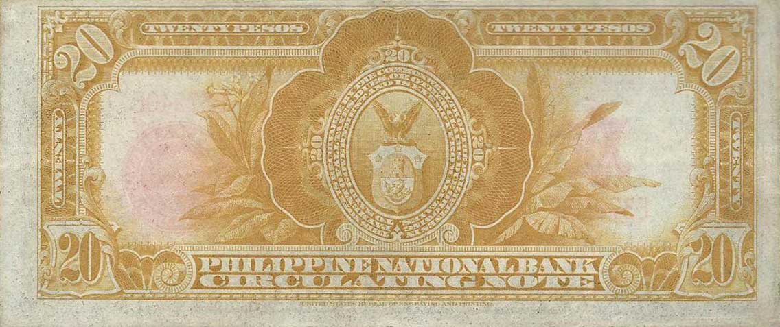 Back of Philippines p59: 20 Pesos from 1937