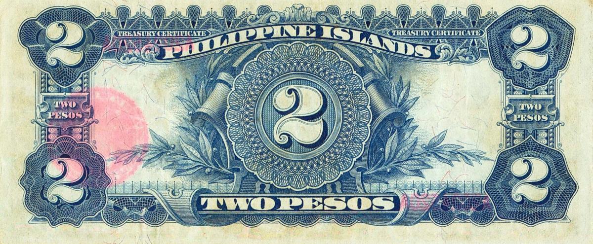 Back of Philippines p61a: 2 Pesos from 1918