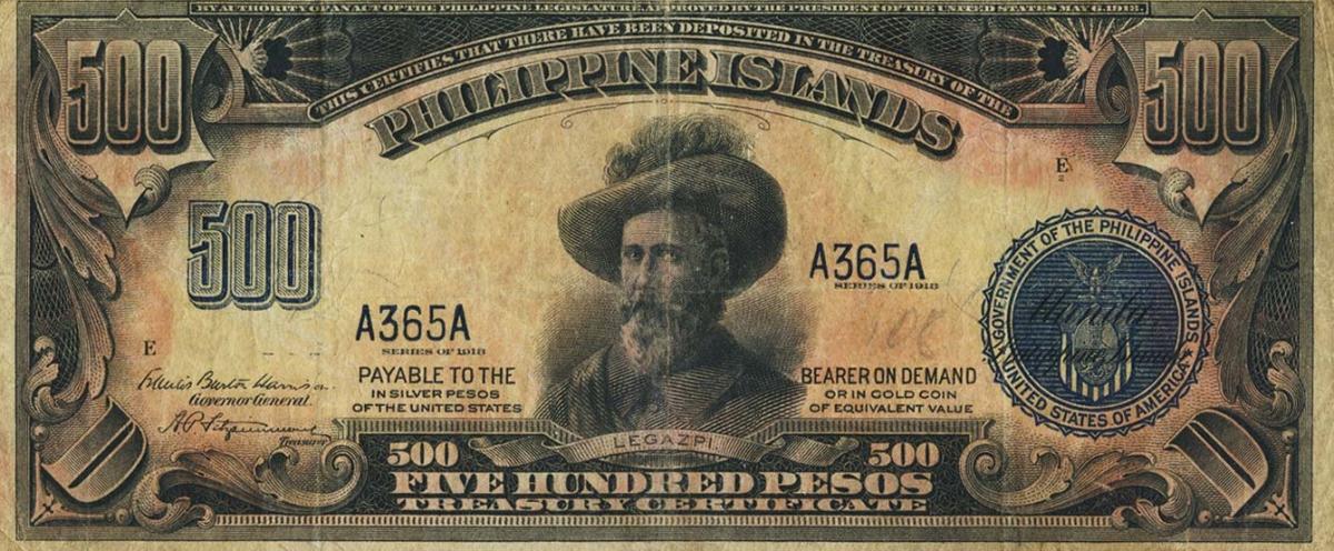 Front of Philippines p67: 500 Pesos from 1918