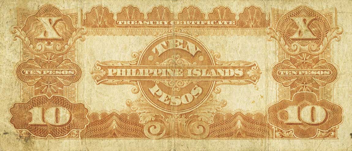 Back of Philippines p71a: 10 Pesos from 1924