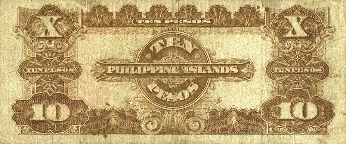 Back of Philippines p76a: 10 Pesos from 1929
