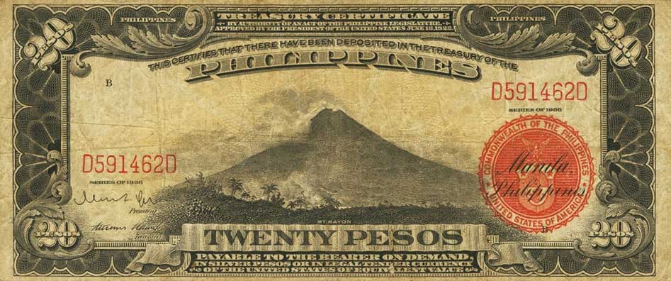 Front of Philippines p85a: 20 Pesos from 1936