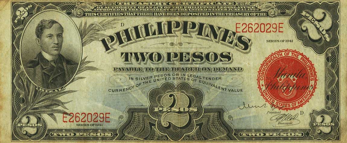 Front of Philippines p90a: 2 Pesos from 1941