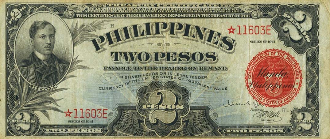 Front of Philippines p90r: 2 Pesos from 1941