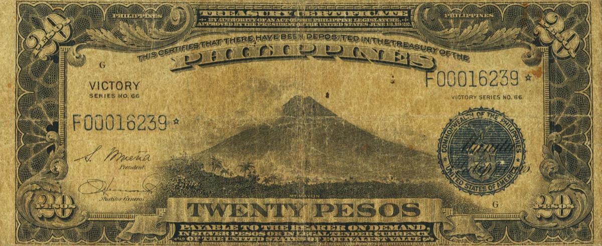 Front of Philippines p98r1: 20 Pesos from 1944