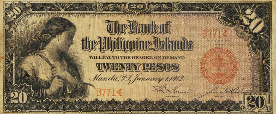 Front of Philippines p9a: 20 Pesos from 1912