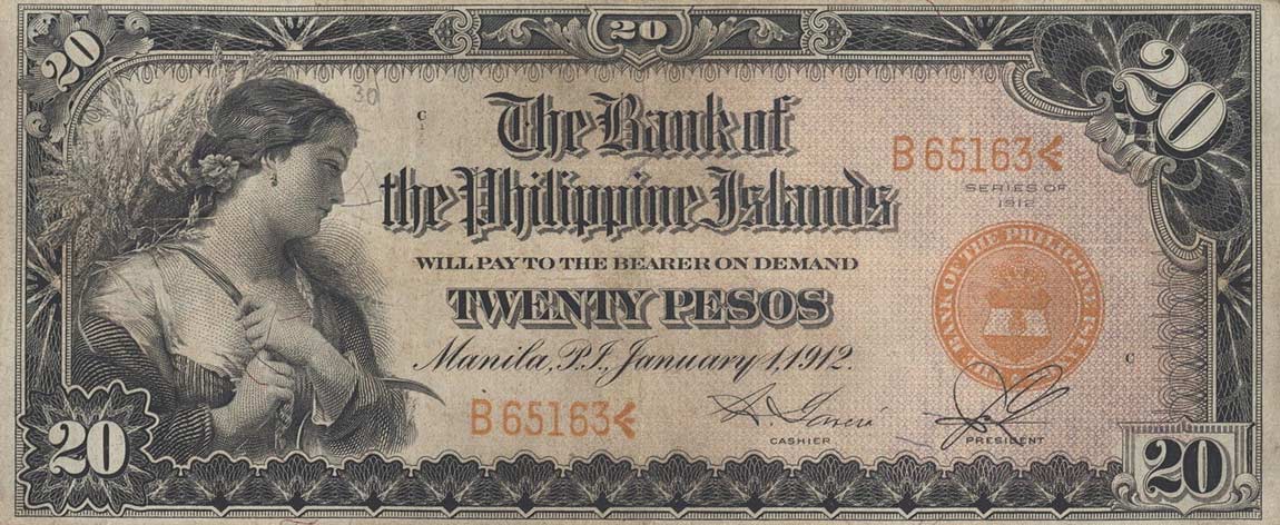 Front of Philippines p9b: 20 Pesos from 1912