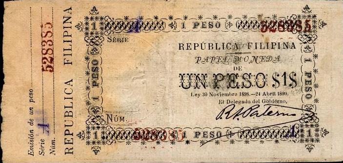 Front of Philippines pA26a: 1 Peso from 1898