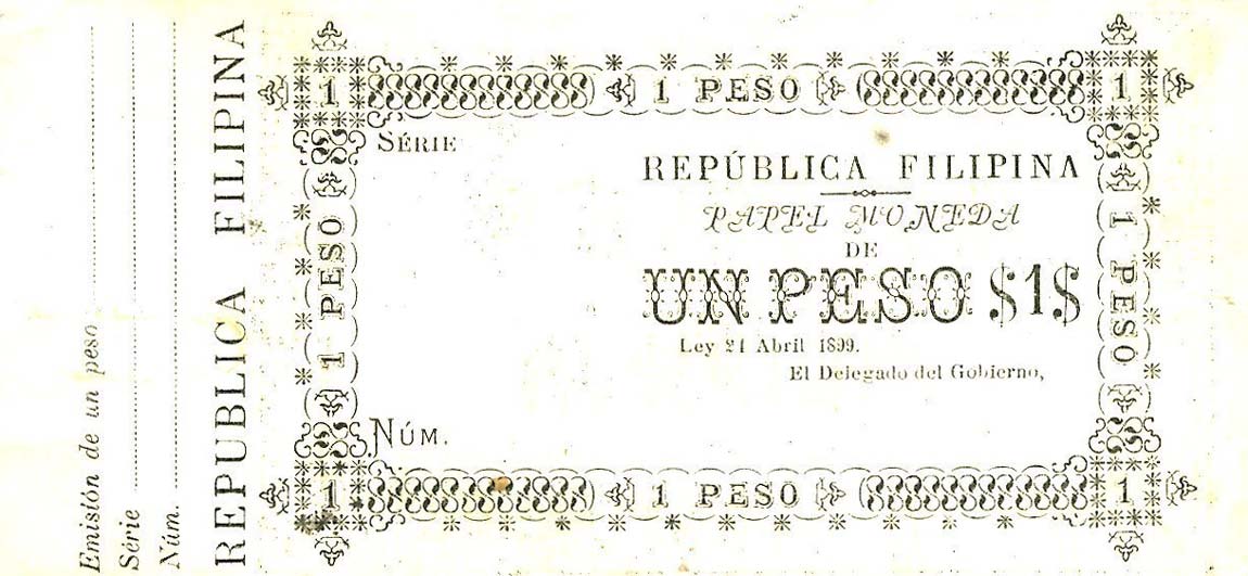 Front of Philippines pA28r: 1 Peso from 1899
